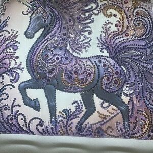 Purple and Gold Beaded Unicorn Tapestry